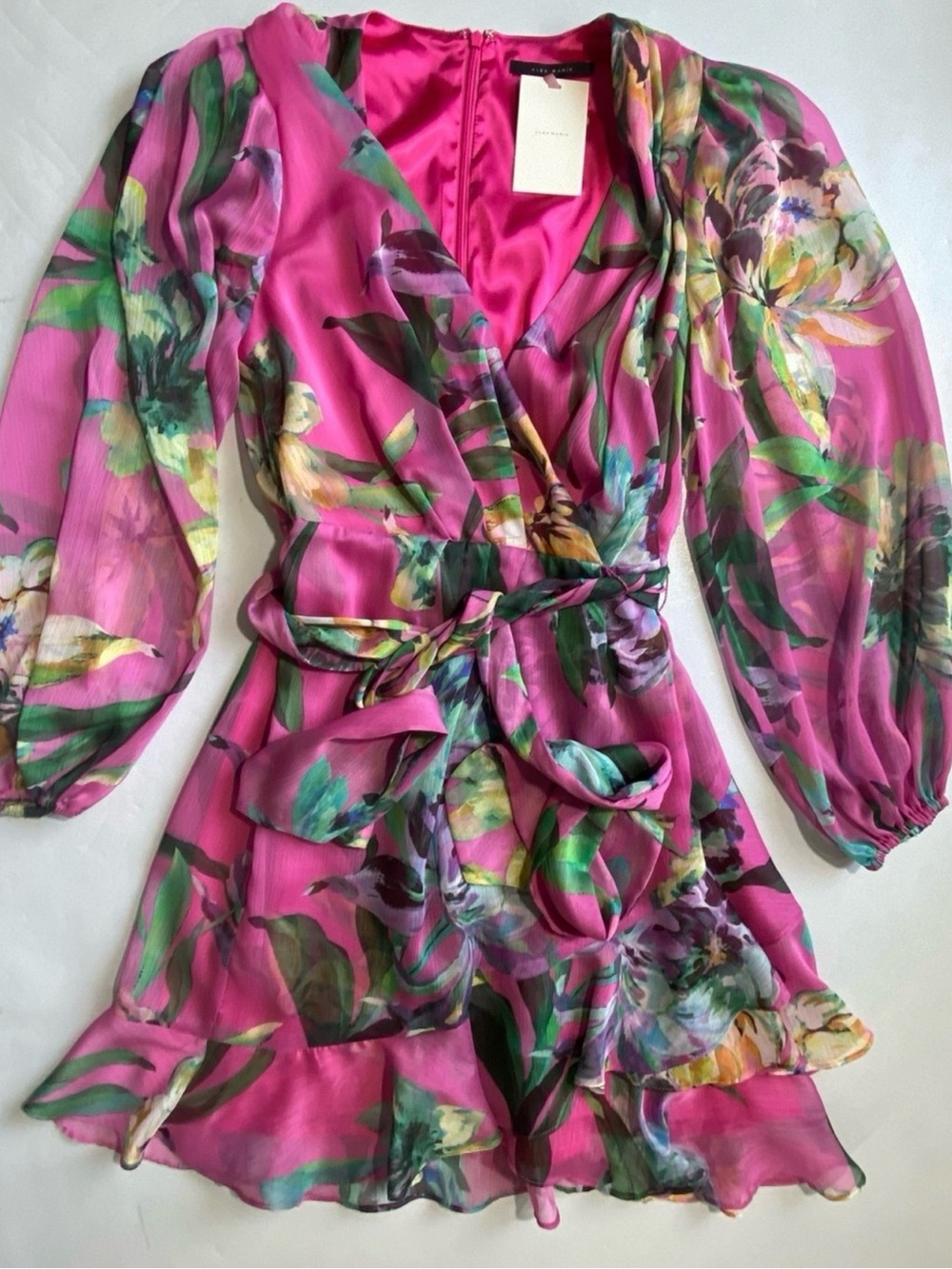Alex Marie Laurel Wisteria Long Sleeve Tiered Ruffle Hem Dress Size 6 - Picture 6 of 14